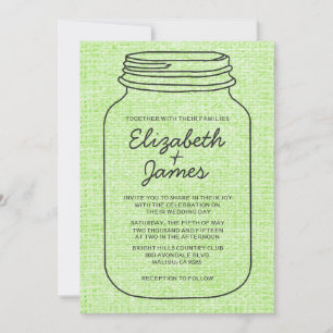 Grüne Rustikale Mason-Glas-Hochzeitseinladungen Einladung