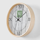 Grüne Rustikale Monogram-Uhr Uhr (Winkel)