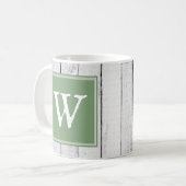 Grüne Rustikale Monogramm-Tasse Kaffeetasse (Vorderseite Links)
