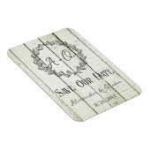 Grüne Rustikale Monogramme speichern das Datumsfen Magnet (Rechte Seite)