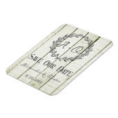 Grüne Rustikale Monogramme speichern das Datumsfen Magnet (Linke Seite)