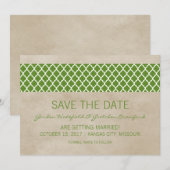 Grüne rustikale Quatrefolie Save the Date einladen Einladung (Vorne/Hinten)