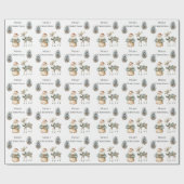 Grüne Rustikale Santa Christmas Pinecone Geschenkpapier (Flach)