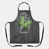 Grüne rustikale Schmetterlingsfliege Personalisier Schürze (Vorderseite)