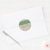 Grüne, rustikale Spitzen-Hochzeitskleber Runder Aufkleber (Umschlag)