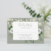 Grüne Rustikale Streichellichter Blumenhochzeit RSVP Karte (Stehend Vorderseite)
