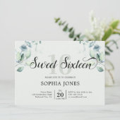 Grüne Rustikale süße 16 Jahre Grün Einladung (Stehend Vorderseite)