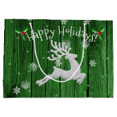 Grüne Rustikale Weihnachtsbaumtasche Große Geschenktüte (Rückseite)