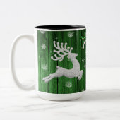 Grüne rustikale Weihnachtsmann-Tasse Zweifarbige Tasse (Links)