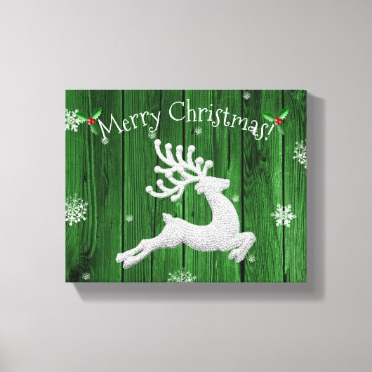 Grüne Rustikale Weihnachtsschreie Canvas Print Leinwanddruck (Vorderseite)