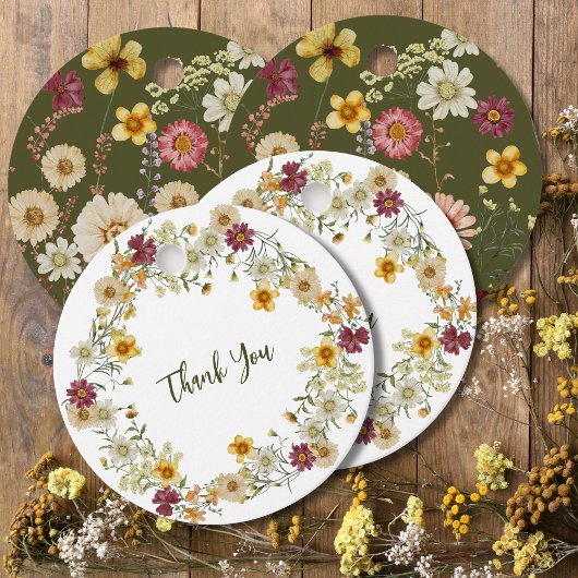 Grüne rustikale Wildblume Geschenkanhänger