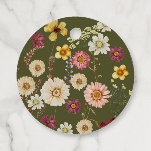 Grüne rustikale Wildblume Geschenkanhänger (Rückseite)