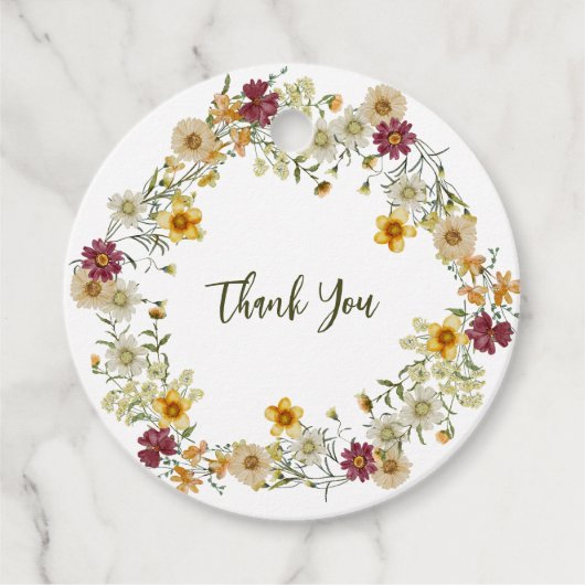 Grüne rustikale Wildblume Geschenkanhänger (Vorderseite)