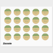 Grüne rustikale Zickzack Hochzeitsticker Runder Aufkleber (Blatt)