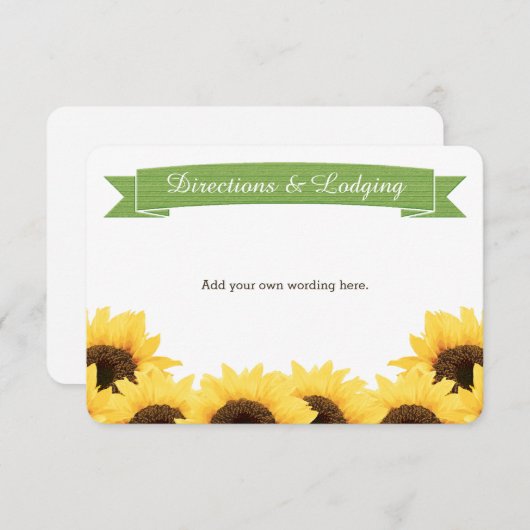 GRÜNE RUSTISCHE SUNFLOWER-EINSCHALTFLÄCHE BEGLEITKARTE (Vorne/Hinten)