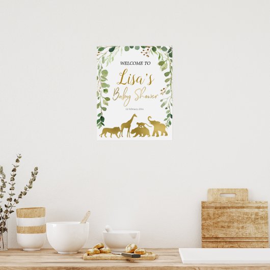 Grüne Safari Baby Dusche Begrüßungszeichen Poster (Küche)