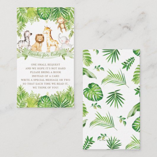 Grüne Safari Forest Jungle Animals Books for Baby Begleitkarte (Vorne/Hinten)
