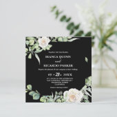 Grüne Sage Black Square Wedding Einladung (Stehend Vorderseite)