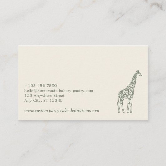 Grüne Sage Cream Animal Lowpoly Giraffe Visitenkarte (Rückseite)