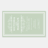 Grüne Sage Hochzeitsstiftung Weinflasche Rechteckiger Aufkleber (Vorderseite)