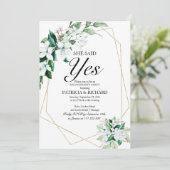 Grüne sagte sie Yes Engagement Party Einladung (Stehend Vorderseite)