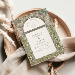 Grüne Salbei Art Nouveau Hochzeit Einladung