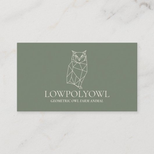 Grüne Salbei-Tier Lowpoly Eule Visitenkarte (Vorderseite)