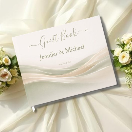 Grüne Salbei- und Elfenbeinhochzeit Gästebuch