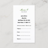 Grüne Salon Visitenkarten mit Terminvereinbarung a Terminkarte (Rückseite)