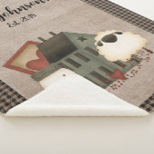 Grüne Saltbox-Zuhause mit Schafen Sherpadecke (3/4)