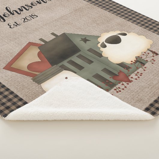 Grüne Saltbox-Zuhause mit Schafen Sherpadecke (3/4)