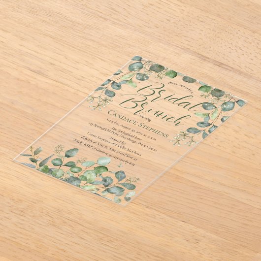 Grüne Samenpflanze Eukalyptus-Brautparty Acryleinladungen (Ablage )