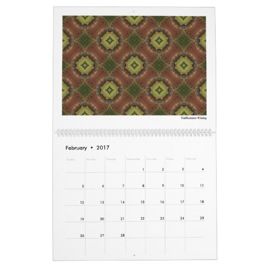 Grüne Sammlung Abstrakte Fraktal 2026 Kalender (Feb 2017)