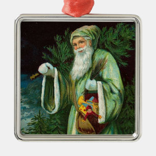 Grüne Sankt-Verzierung Silbernes Ornament