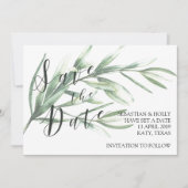 Grüne Save the Date Einladungskarte (Vorderseite)