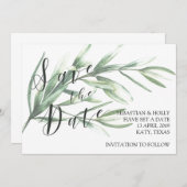 Grüne Save the Date Einladungskarte (Vorne/Hinten)