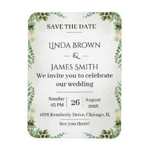 Grüne Save the Date Hochzeitseinladung - Elegan Magnet