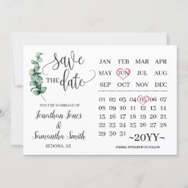 Grüne Save the Date Kalender Minimalistisches Hoch Einladung