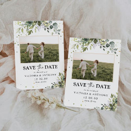 Grüne Save the Date mit Fotokarte