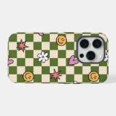 Grüne Schachbrett-Ästhetik-Handyhülle iPhone Hülle (Rückseite (Horizontal))