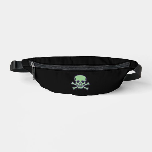 Grüne Schädel Bauchtasche schwarz (Vorderseite)