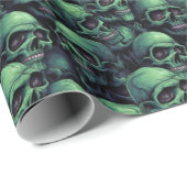 Grüne Schädel Geschenkpapier (Rolleneckpunkt)