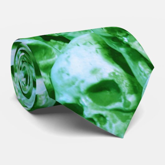 Grüne Schädel Krawatte (Gerollt)