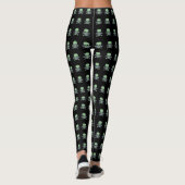 Grüne Schädel Schwarze kleine Schädel Leggings (Rückseite)