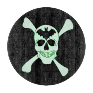 Grüne Schädel- und Kreuzknochen Schneidebrett