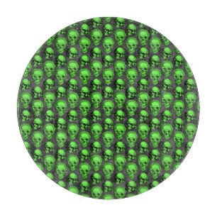 Grüne Schädel und Sonnenblumen, Design 2 Schneidebrett