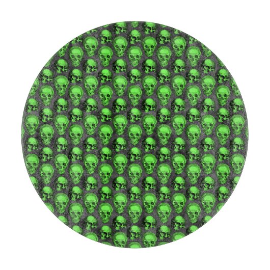 Grüne Schädel und Sonnenblumen, Design 2 Schneidebrett (Vorderseite)