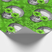 Grüne Schädel und Sonnenblumen, Design 3 Geschenkpapier (Ecke)