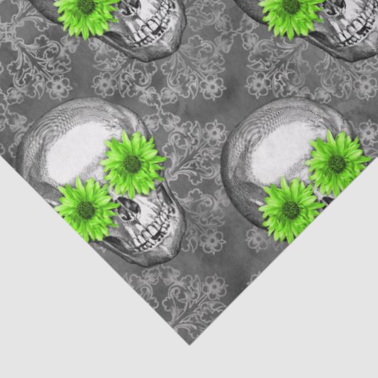 Grüne Schädel und Sonnenblumen, Design 5 Seidenpapier (Ausschnitt)