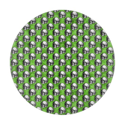 Grüne Schädel und Sonnenblumen, Design 6 Schneidebrett (Vorderseite)